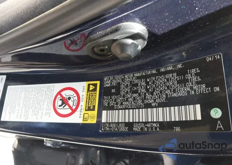 2014 Toyota Highlander Xle V6 from USA, damaged, VIN 5TDKKRFH3ES021725